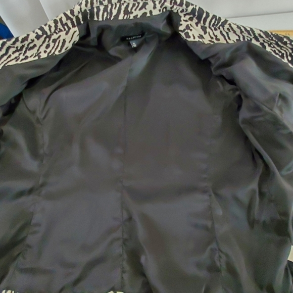 Talbots Textured Lined Blazer Size 16 Button Front Jacket Animal Print Office - Picture 4 of 13